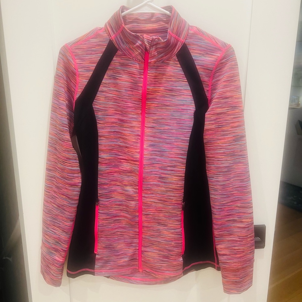 Ideology Pink Space-Dye Full-Zip Active Jacket with Black Panels